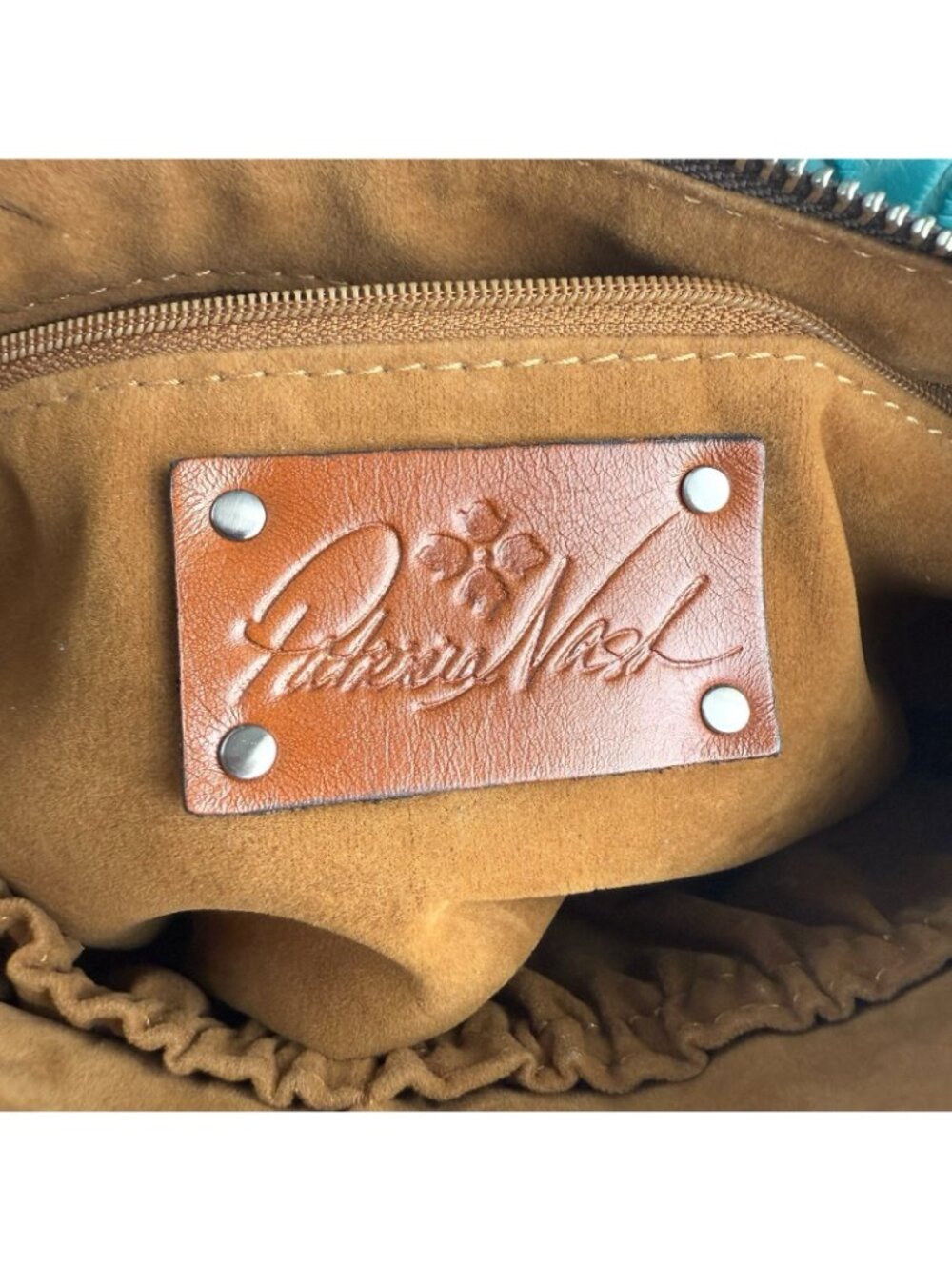 PATRICIA NASH NORCIA Aqua Leather Croc Embossed Handbag Crossbody w/ Coin Purse - Picture 15 of 16